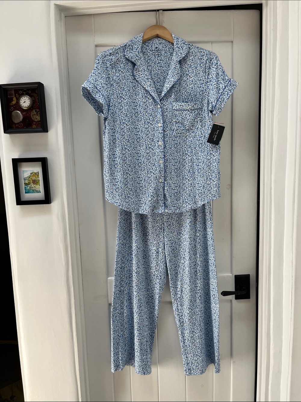 NWT Kate Spade  Light Blue Floral Short-Sleeve Pajama Set